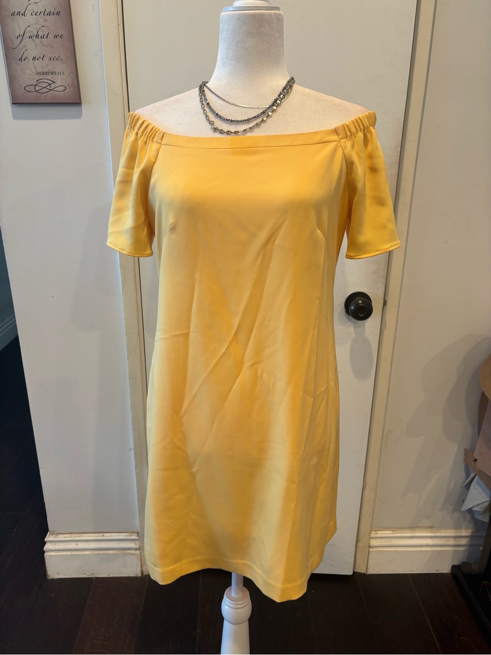 White House Black Market Yellow Off-the-Shoulder Shift Dress